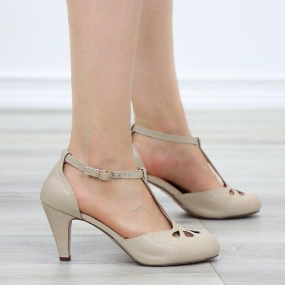 Vintage Style T-Strap Rockabilly Kitty Heels_4